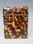 A 19TH CENTURY TORTOISESHELL VISITING CARD CASE, 10 x 8 cm
