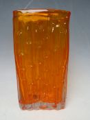 A WHITEFRIARS TEXTURED RANGE BAMBOO PATTERN GLASS VASE, designed by Geoffrey Baxter, pattern 9669,