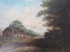 ATTRIBUTED TO WILLIAM EDWIN TINDALL (1863-1938). English school, rural wooded landscape with