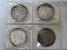FOUR VICTORIAN SILVER CROWNS, 1894, 1895, 1897 and 1898 (4)