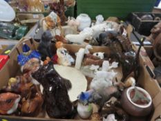 TWO TRAYS OF ASSORTED ANIMAL FIGURES ETC