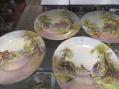 A SET OF HAND PAINTED ROYAL WORCESTER CABINET PLATES - SIGNED