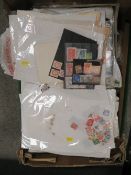 BOX OF LOOSE FOREIGN COMMONWEALTH AND BRITISH STAMPS, SLEEVES OF STAMPS AND AFEW FIRST DAY COVERS