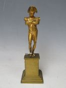 A 19TH CENTURY GILT BRONZE STATUETTE ON PLINTH OF NAPOLEON, H 18.5 cm