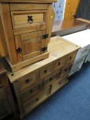 A COLONIAL STYLE SIDEBOARD TOGETHER WITH A SMALL CABINET