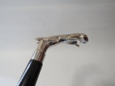 A METAL JAGUAR WALKING STICK