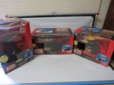 THREE BOXED STAR WARS EPISODE 1 ITEMS, NABOO STARFIGHTER, ANAKINS PODRACER AND INTERACTIVE DARTH