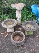 FOUR TIMES TO INCLUDE A CONCRETE FOUNTAIN AND PEDESTAL GARDEN PLANTERS