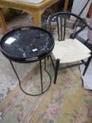 OCCASIONAL LAMP TABLE WITH LIFT OFF TRAY, WITH SHAKER STYLE ARMCHAIR