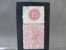QV MINT 2 1/2D ROSY-MAUVE, plate 15 in margin