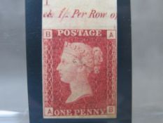 QV MINT 1D RED, imprimatur, plate 101, marginal inscription
