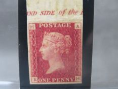 QV MINT 1D RED, imprimatur, plate 127, marginal inscription