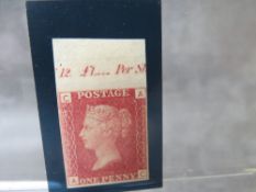 QV MINT 1D RED, imprimatur, plate 94, marginal inscription