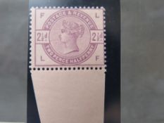 QV MINT 2 1/2D COLOUR TRIAL, purple on pale purple, BOTTOM SHEET MARGIN