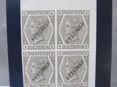 QV U/MINT BLOCK OF 6D GREY 1873-80, plate 16, imperforate marginal