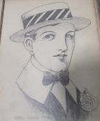 AN ALBUM OF 47 PENCIL DRAWN PORTRAITS DATED 1920, a note reading 'These Drawings Were Made by