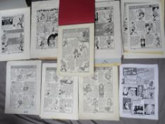 A FOLIO CONTAINING TWENTY THREE CARTOON MASTER DRAWINGS OF WOLVERHAMPTON WANDERERS FOOTBALL MATCHES,