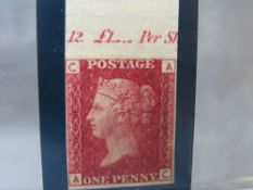 QV MINT 1D RED, imprimatur, plate 114, marginal inscription