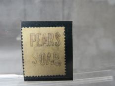 QV USED 1D LILAC, with 'PEARS SOAP' underprint