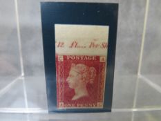 QV MINT 1D RED, imprimatur, plate 100, marginal inscription