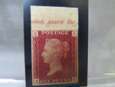 QV MINT 1D RED, imprimatur, plate 192, marginal inscription