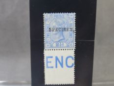 QV MINT 2 1/2D BLUE, 1880, plate 17, overprinted 'SPECIMEN'