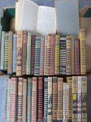 A TRAY CONTAINING APPROXIMATLEY THIRTY NINE VINTAGE HARDBACK JAZZ BOOK CLUB BOOKS, mainly from the