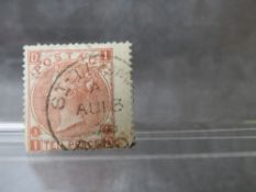 QV NICE USED 10D PALE BROWN, St Thomas cancel, used abroad