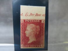 QV MINT 1D RED, imprimatur, plate 93, marginal inscription