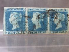 QV NICE 4 MARGIN STRIP OF 1841 2D BLUES
