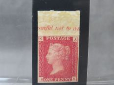 QV MINT 1D RED, imprimatur, plate 109, marginal inscription