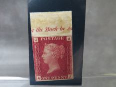QV MINT 1D RED, imprimatur, plate 97, marginal inscription