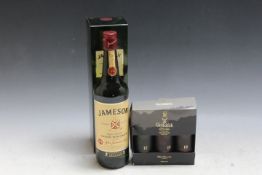 ONE BOXED BOTTLE OF JAMESON WHISKEY, together with a gift set of Glenfiddich 12, 15 and 18 years old