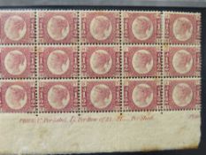 QV NICE MINT BLOCK OF 15 1/2D BANTAMS, plate 13 with marginal inscription, mainly unmounted mint