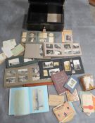A LOCKABLE BRIGGS DEED BOX AND CONTENTS, to include loose vintage postcards and seven vintage