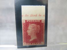 QV MINT 1D RED, imprimatur, plate 119, marginal inscription