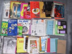 A TRAY OF VINTAGE EPHEMERA TO INCLUDE MAINLY 1960s THEATRE PROGRAMMES, 'The Blues 1875 to 1956'