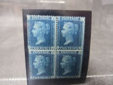 QV MINT BLOCK OF 2D BLUES, plate 15, 2 stamps u/mint