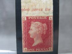 QV MINT 1D RED, imprimatur, plate 220, marginal inscription