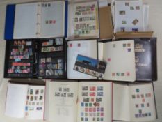 EIGHT STAMP ALBUMS / STOCK BOOKS CONTAIING WORLD / COMMONWEALTH / BRITISH STAMPS, including examples