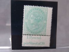 QV U/MINT 1/GREEN, plate 11, with marginal inscription