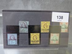 QV MINT AND USED 2D BLUES, 3d yellows and 4d browns, 'ZULULAND' overprints