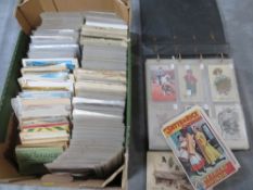 A TRAY CONTAINING FOREIGN AND BRITISH POSTCARDS, to include many vintage examples, together with a