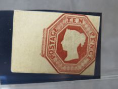 QV NICE MINT 10D BROWN, embossed large sheet, border margin