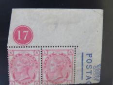 QV MINT 3D ROSE, with marginal plate number 17 and postage in blue