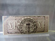 QV USED £1 BROWN-LILAC, SG 185, wmk crowns