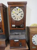 A NATIONAL TIME RECORDER OAK CASED CLOCKING IN CLOCK, H 87 cm