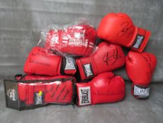 SEVEN SIGNED BOXING GLOVES, to include Rubin Hurricane Carter, Shaun Walton etc