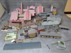 THREE BOXES OF 00 GAUGE BUILDINGS, both plastic and card, together with 00 gauge model station