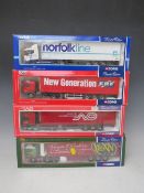 FOUR BOXED CORGI 1:50 SCALE ARTICULATED LORRIES AND TRAILERS, to include Norfolk Line Scania